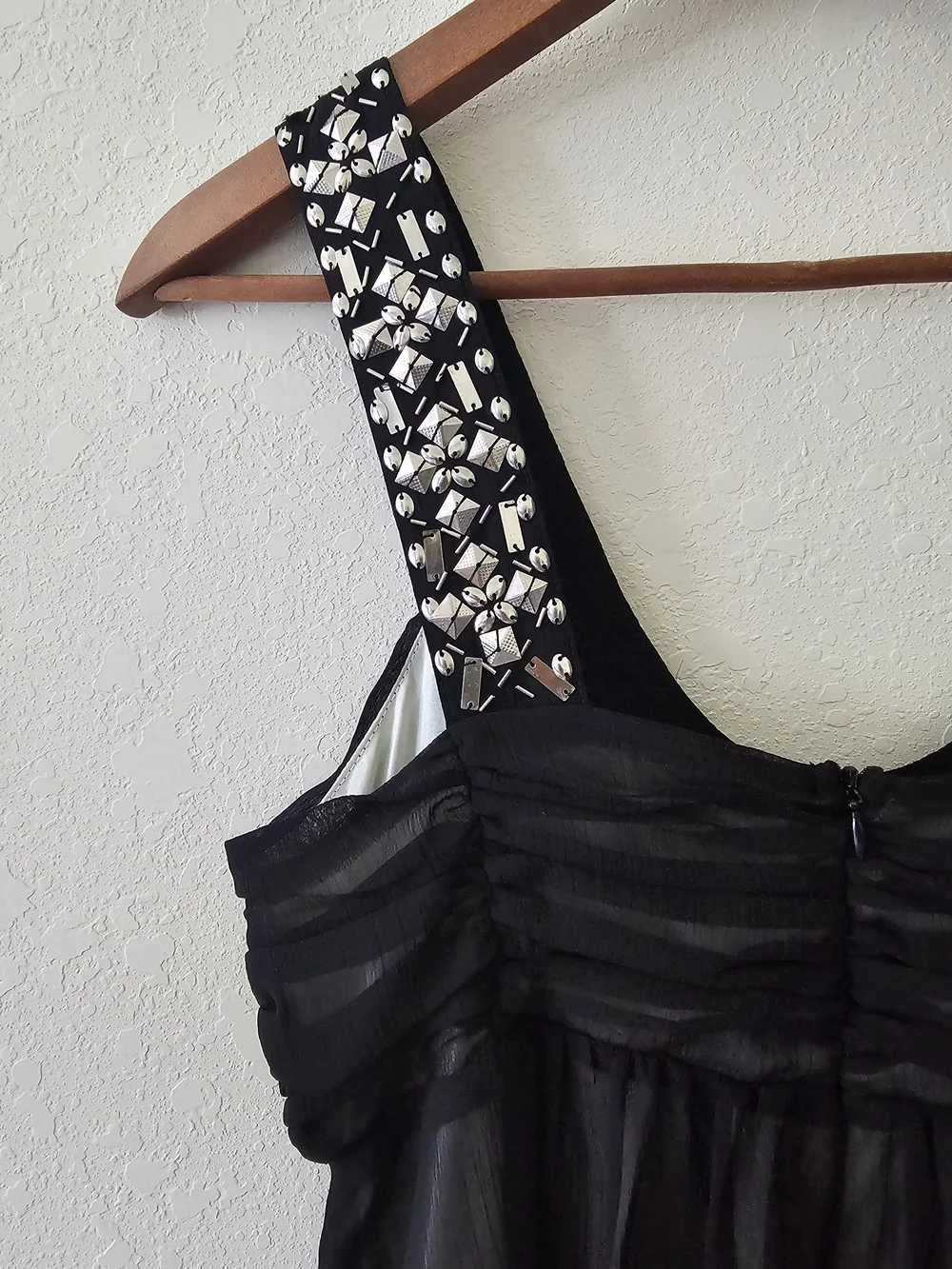 Forever 21 Black Mini Dress with Pink Beaded Bodice